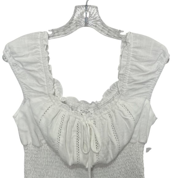 Kirious Smocked Crop Top Womens Large White New - Picture 3 of 8